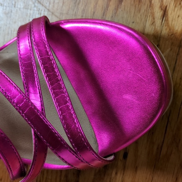 Torrid Strappy Platform Heeled Sandals Metallic Pink Size 10 WW - Picture 10 of 12